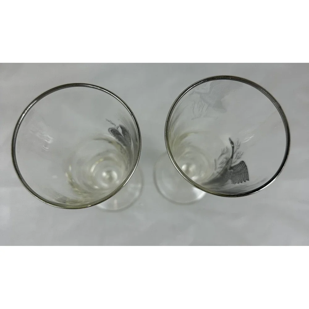 Federal Silver Rim Pilsner Glasses 12 oz Grouse Canada Goose Vtg 60s Sportsman